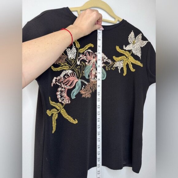 Zara Black Embellished Short Sleeve Tee - Picture 11 of 12